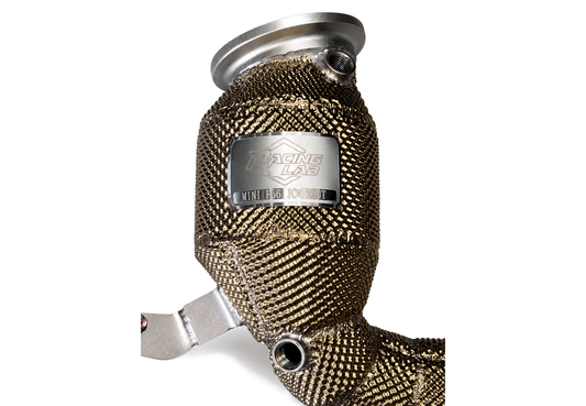 MINI F56 JCW B48 200-Cell High-Flow Catted Downpipe with Gold Heat Shield
