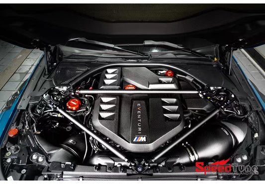 Speedtune Dry Carbon Fiber Engine Bonnet Hood Engine Strut Brace Tower Bar For BMW G80 M3 G82 G83 M4