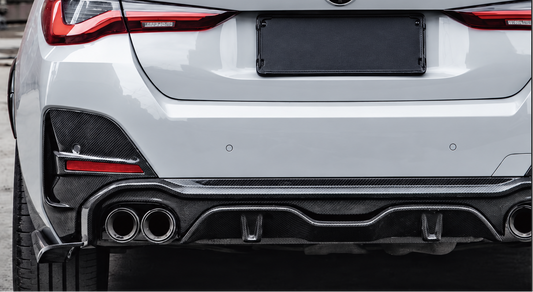 BMW G26 4 Series Pre-Preg Dry Carbon Rear Bumper Trim Inserts