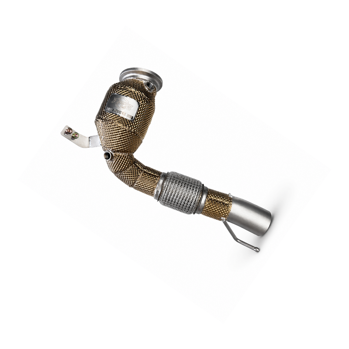 MINI F56 JCW B48 200-Cell High-Flow Catted Downpipe with Gold Heat Shield