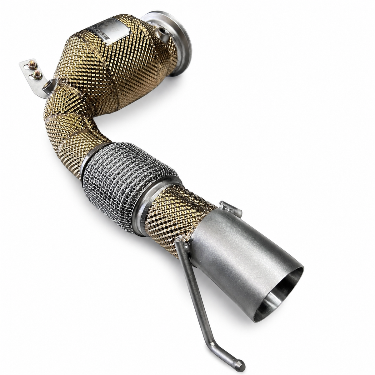 MINI F56 JCW B48 200-Cell High-Flow Catted Downpipe with Gold Heat Shield