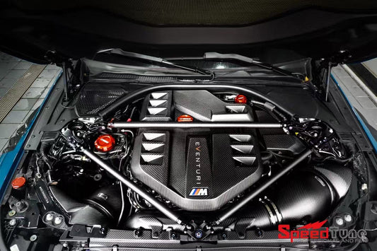 Speedtune Dry Carbon Fiber Engine Bonnet Hood Engine Strut Brace Tower Bar For BMW G80 M3 G82 G83 M4