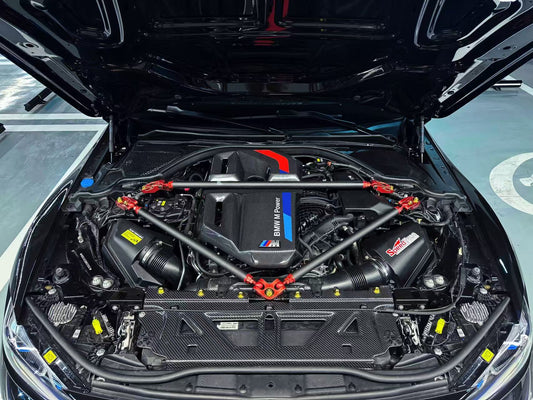 Speedtune Dry Carbon Fiber Engine Bonnet Hood Engine Strut Brace Tower Bar For BMW G80 M3 G82 G83 M4