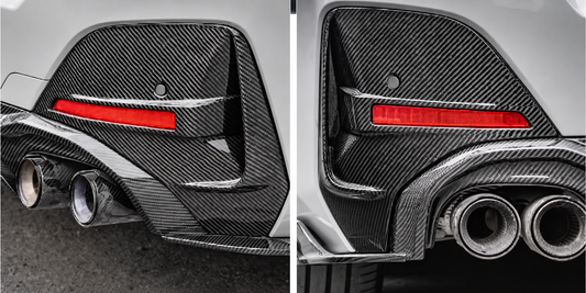 BMW G26 4 Series Pre-Preg Dry Carbon Rear Bumper Trim Inserts